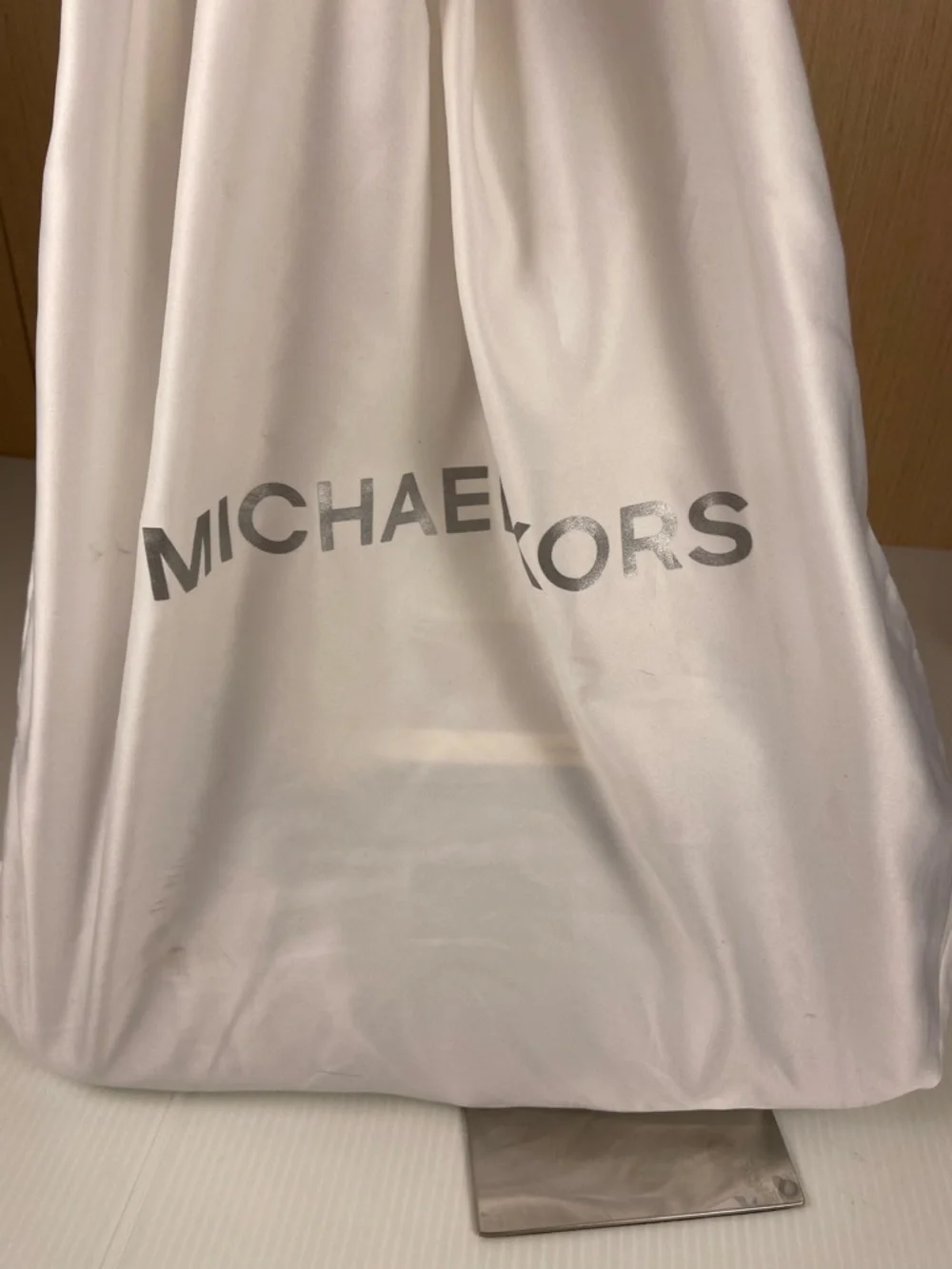 Michael Kors Black Leather Frame Clutch Gold Bar Handle Evening Bag Chain Strap